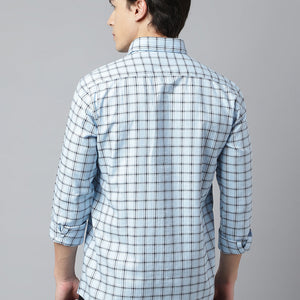 Men Sky Standard Fit Checkered Casual Shirt