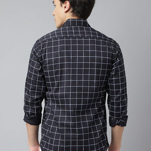 Men Navy Standard Fit Checkered Casual Shirt