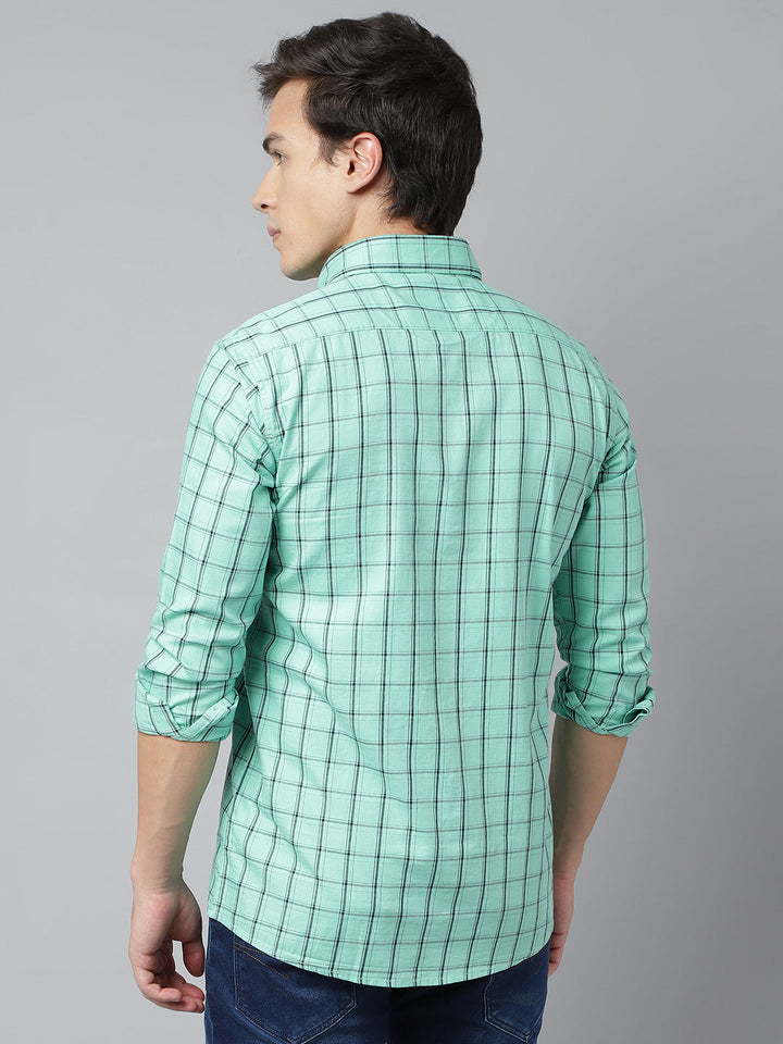 Men Mint Standard Fit Checkered Casual Shirt