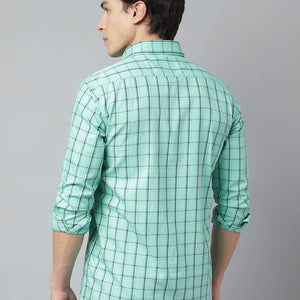 Men Mint Standard Fit Checkered Casual Shirt
