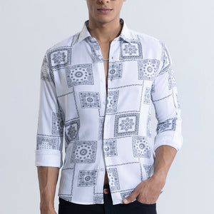 Pixel Paisley White Shirt