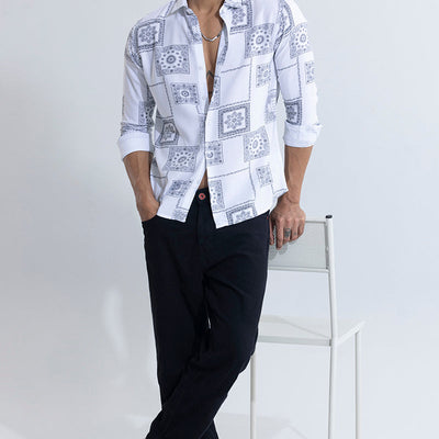 Pixel Paisley White Shirt