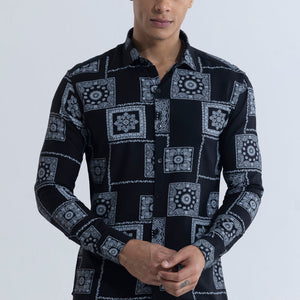 Pixel Paisley Black Shirt