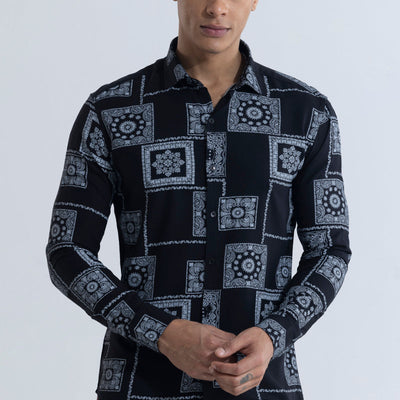 Pixel Paisley Black Shirt