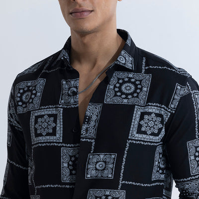 Pixel Paisley Black Shirt