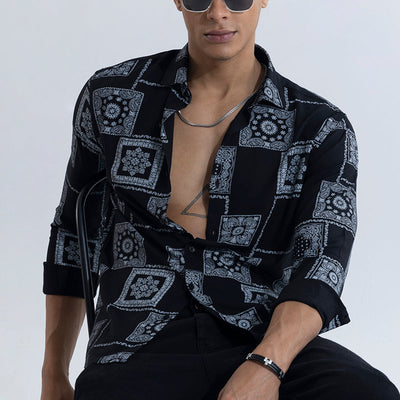 Pixel Paisley Black Shirt