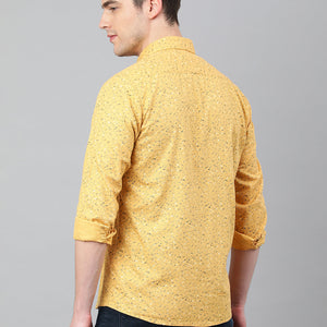 Men Yellow Standard Fit Printed Casual Shirt
