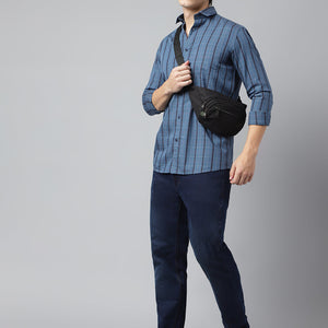 Men Blue Standard Fit Checkered Casual Shirt