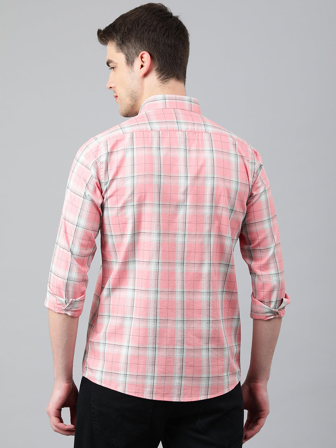 Men Pink Standard Fit Checkered Casual Shirt