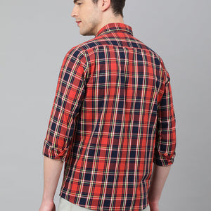 Men Red Standard Fit Checkered Casual Shirt