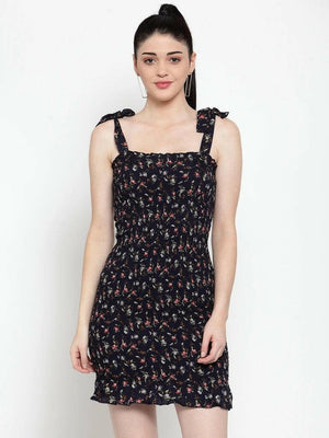 BlackTree Women Navy Rayon Printed Dress..