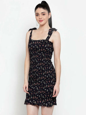 BlackTree Women Navy Rayon Printed Dress..