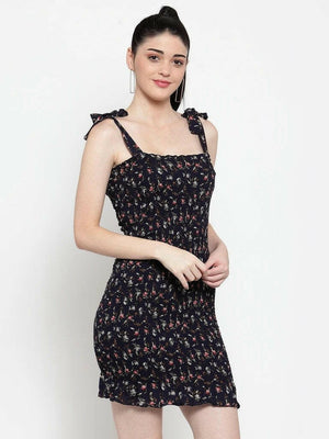 BlackTree Women Navy Rayon Printed Dress..