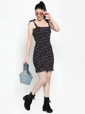 BlackTree Women Navy Rayon Printed Dress..