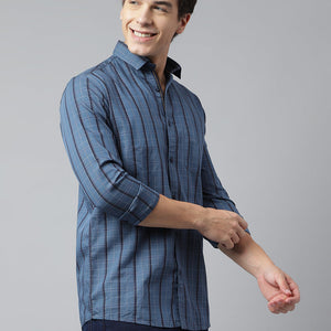Men Blue Standard Fit Checkered Casual Shirt
