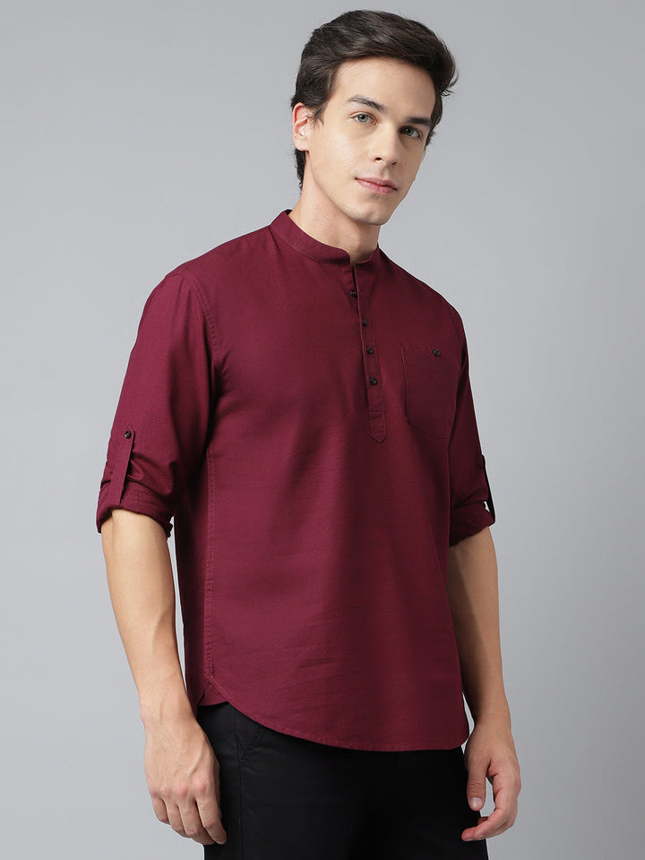 Men Wine Standard Fit Solid Kurta