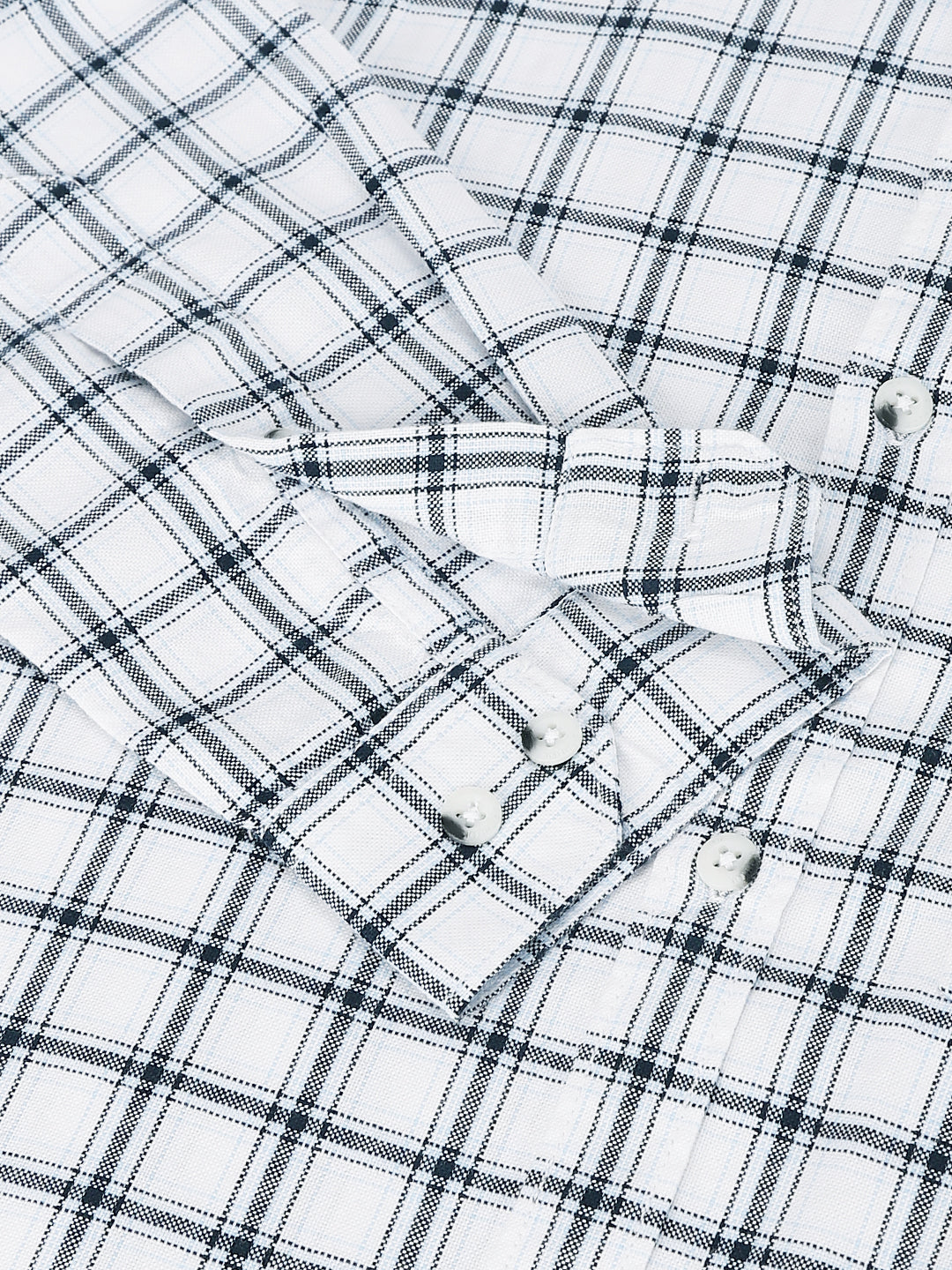 Men White Standard Fit Checkered Casual Shirt