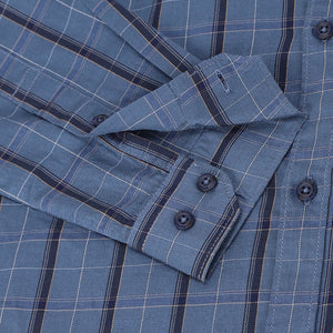 Men Blue Standard Fit Checkered Casual Shirt