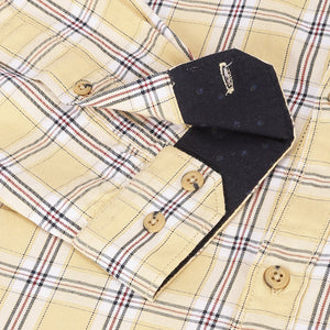 Men Mustard Standard Fit Checkered Casual Shirt