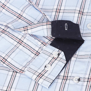 Men Ice Blue Standard Fit Checkered Casual Shirt