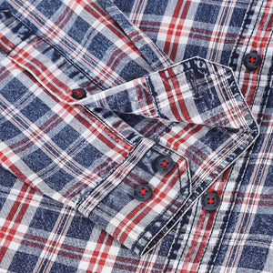 Men Navy Maroon Standard Fit Checkered Casual Shirt