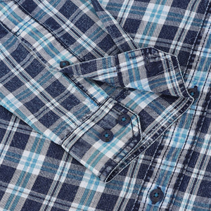 Men Navy Turquoise Standard Fit Checkered Casual Shirt