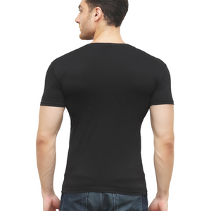 BLACK SOLID CASUAL T-SHIRT.