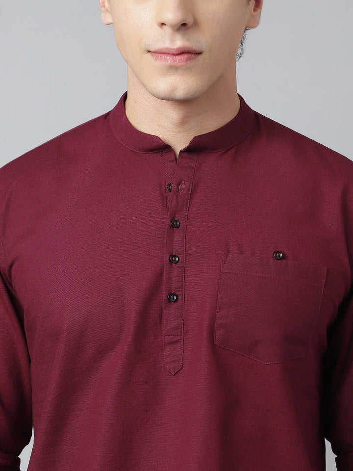 Men Wine Standard Fit Solid Kurta