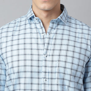 Men Sky Standard Fit Checkered Casual Shirt
