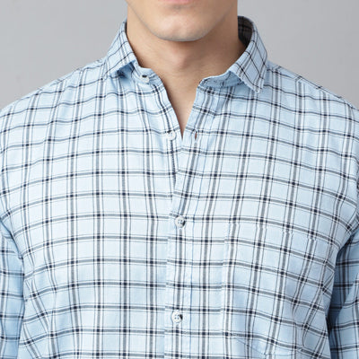 Men Sky Standard Fit Checkered Casual Shirt
