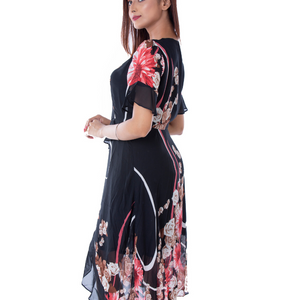 BLACKTREE DEEP NAVY BLUE FLORAL DRESS.