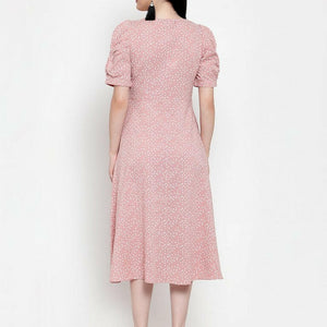 Women Pink Cotton Polka Dots Dress..