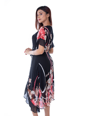BLACKTREE DEEP NAVY BLUE FLORAL DRESS.