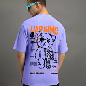 BlackTree Caution Graphic Printed Oversized T-shirt