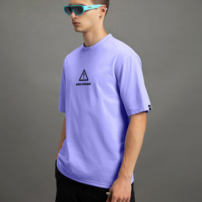 BlackTree Caution Graphic Printed Oversized T-shirt