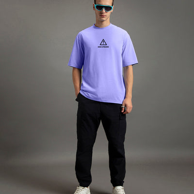 BlackTree Caution Graphic Printed Oversized T-shirt