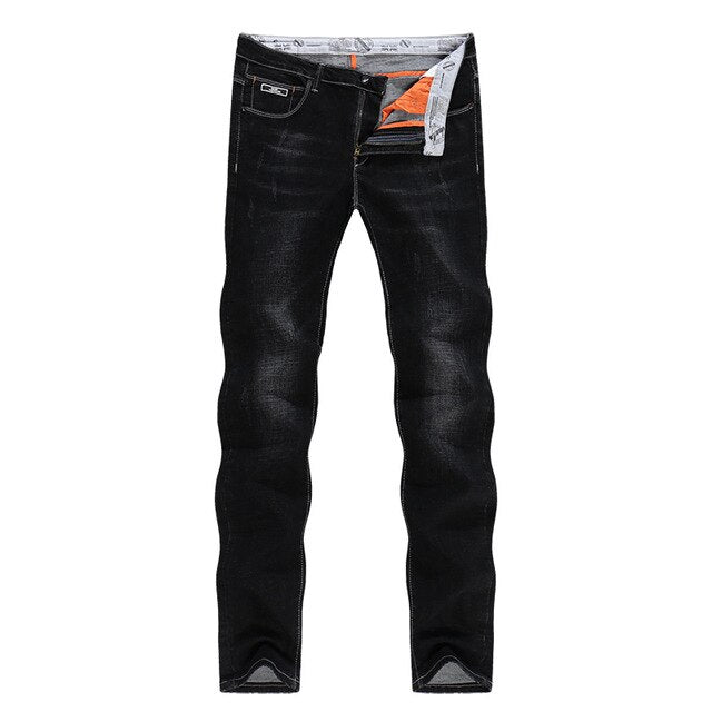 Black Slim Fit Male Straight Classic High Quality Jeans ..
