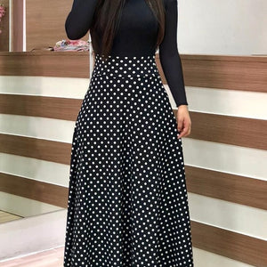 BlackTree Maxi Dress Elegant Print Party Dress Polka Dot Dress  for Women ..