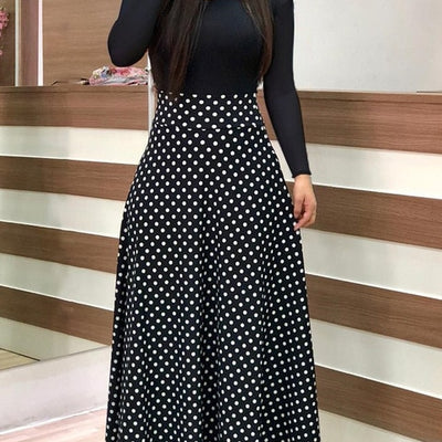 BlackTree Maxi Dress Elegant Print Party Dress Polka Dot Dress  for Women ..