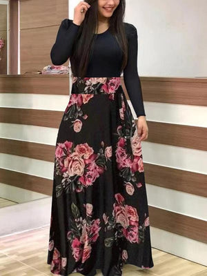 BlackTree Maxi Dress Elegant Print Party Dress Polka Dot Dress  for Women ..