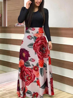 BlackTree Maxi Dress Elegant Print Party Dress Polka Dot Dress  for Women ..