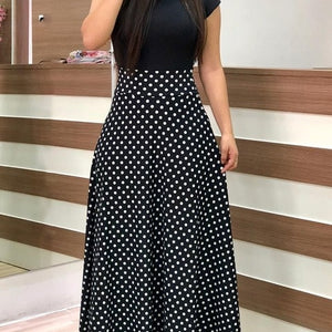 BlackTree Maxi Dress Elegant Print Party Dress Polka Dot Dress  for Women ..