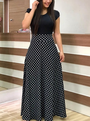 BlackTree Maxi Dress Elegant Print Party Dress Polka Dot Dress  for Women ..