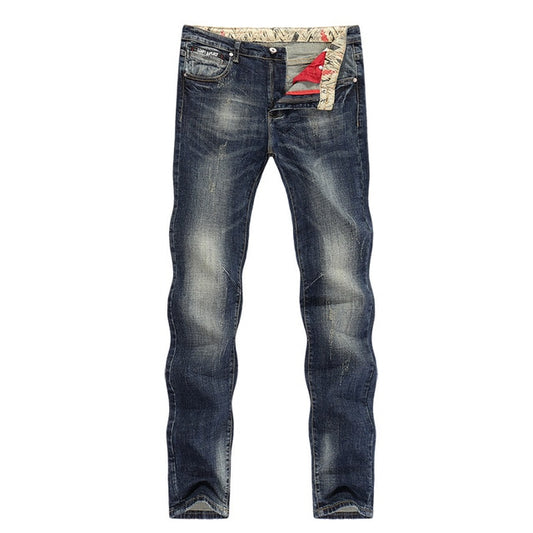 BlackTree Men's New Arrivals Autumn  Blue Stretch Vintage Casual Jeans..