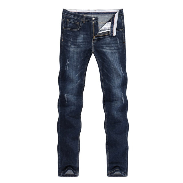 Men's Jeans 2021 Summer Denim Pants Slim Straight Dark Blue Regular Fit ..