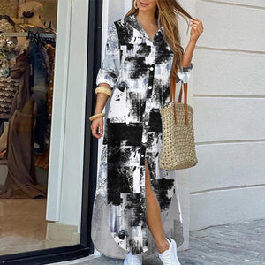 Women Elegant Casual Long Sleeve Maxi Dress ..