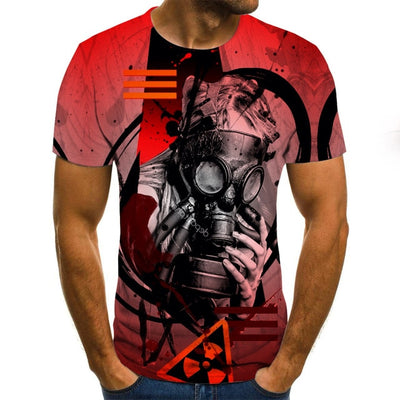 BlackTree Punk Style  Male  Casual  3D T-shirt.