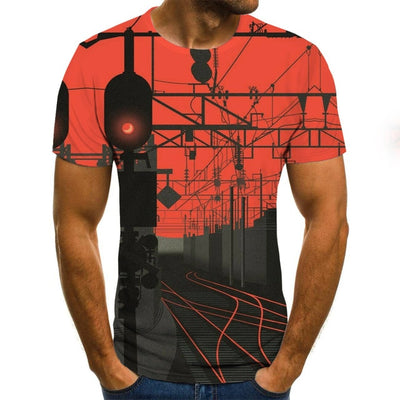BlackTree Punk Style  Male  Casual  3D T-shirt.