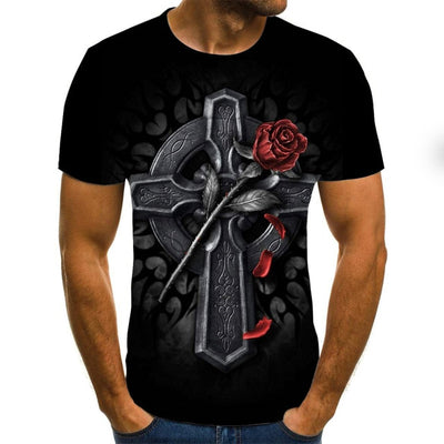 BlackTree Punk Style  Male  Casual  3D T-shirt.
