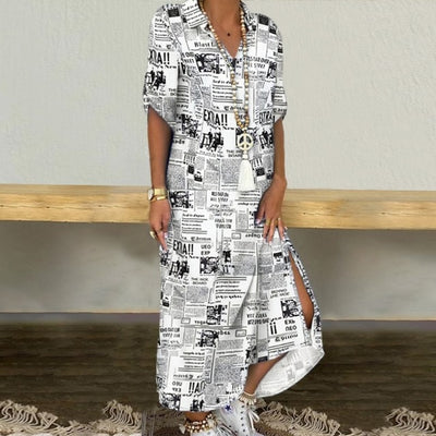 Women Elegant Casual Long Sleeve Maxi Dress ..